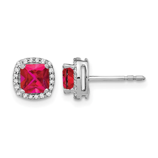 Cushion Gemstone and Diamond Halo Earrings