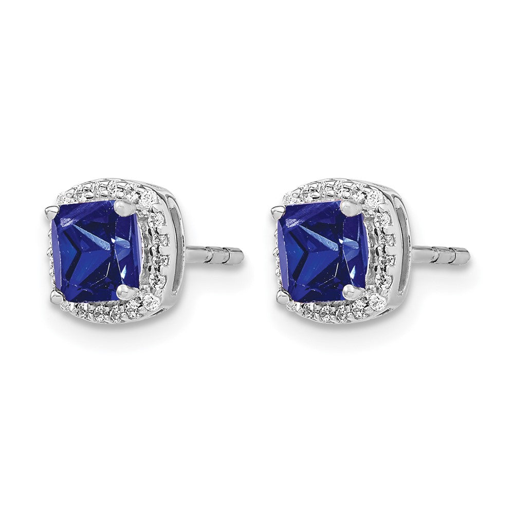 Cushion Gemstone and Diamond Halo Earrings