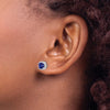 14k White Gold 5mm Cushion Sapphire and Diamond Halo Post Earrings