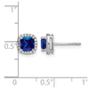 14k White Gold 5mm Cushion Sapphire and Diamond Halo Post Earrings