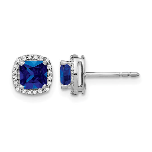 Cushion Gemstone and Diamond Halo Earrings