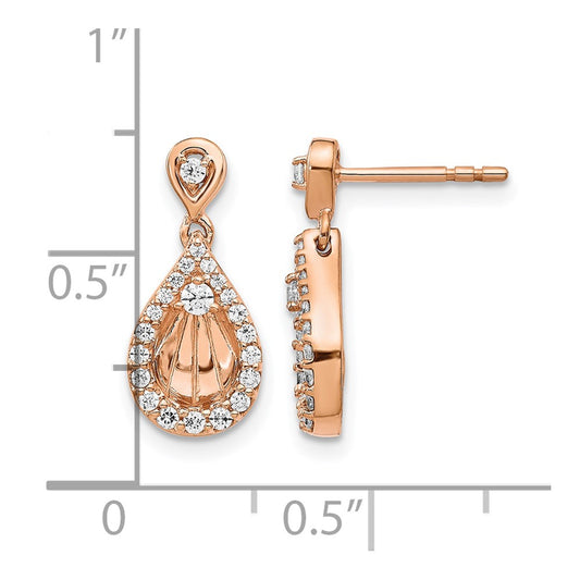 14k Rose Gold 1/3 carat Diamond Teardrop Dangle Post Earrings