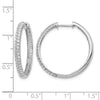 14k White Gold 2-row 1.5 carat Diamond In/Out Hinged Hoop Earrings