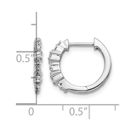 14k White Gold 1/4 carat Diamond Hinged Hoop Earrings