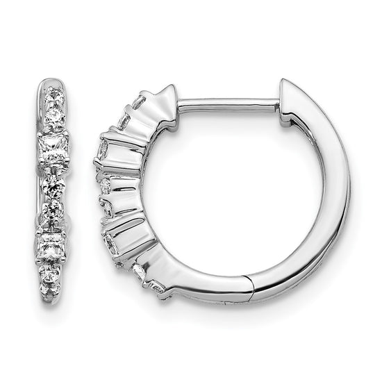 14k White Gold 1/4 carat Diamond Hinged Hoop Earrings
