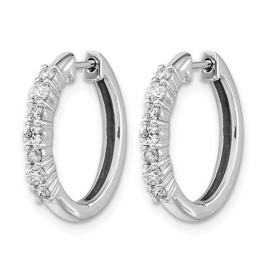 14k White Gold 1/2 carat Diamond Hinged Hoop Earrings