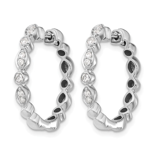 14k White Gold 1/4 carat Diamond Hinged Hoop Earrings