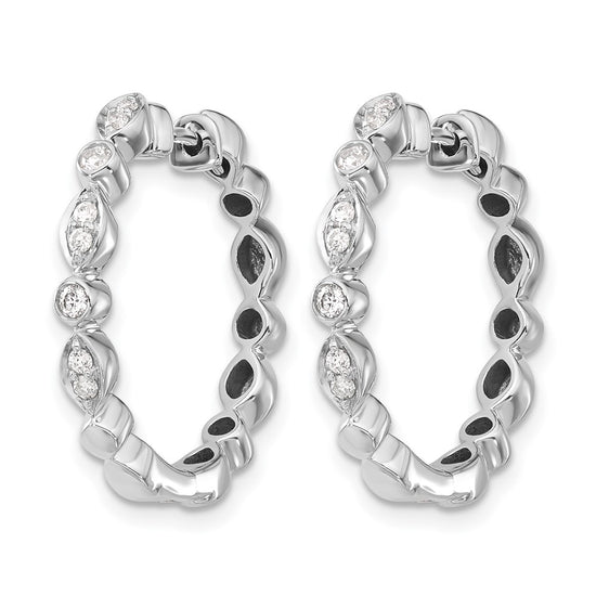 14k White Gold 1/4 carat Diamond Hinged Hoop Earrings