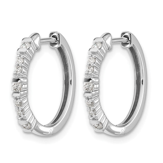 14k White Gold 1/4 carat Diamond Hinged Hoop Earrings