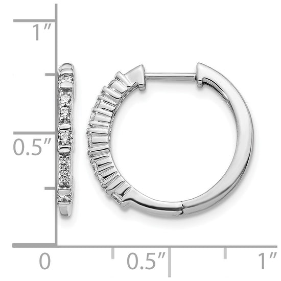 14k White Gold 1/4 carat Diamond Hinged Hoop Earrings