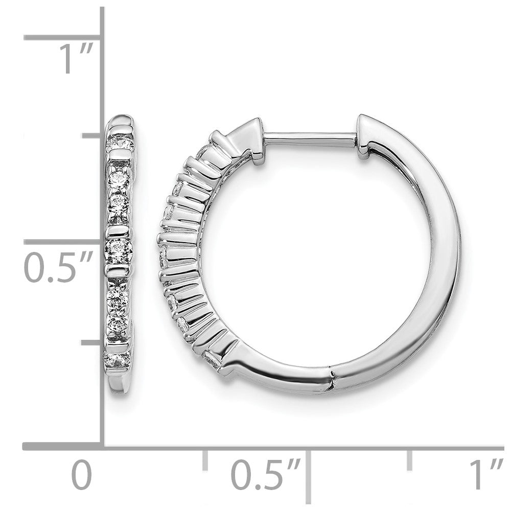 14k White Gold 1/4 carat Diamond Hinged Hoop Earrings