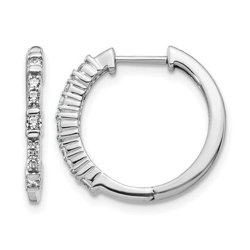 14k White Gold 1/4 carat Diamond Hinged Hoop Earrings