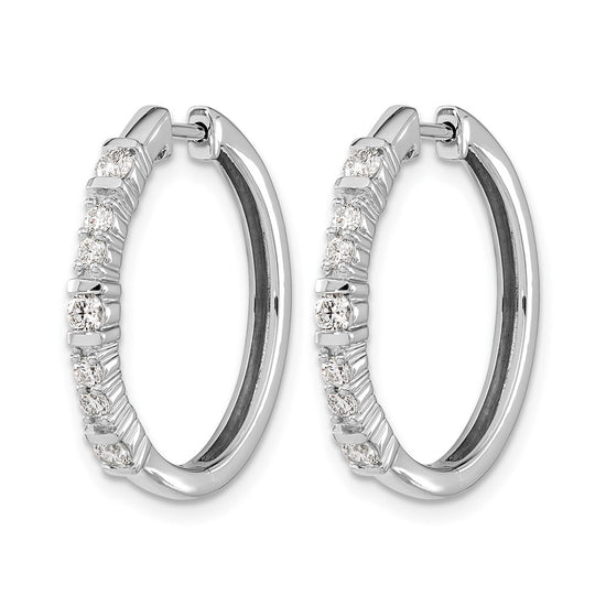 14k White Gold 1/2 carat Diamond Hinged Hoop Earrings