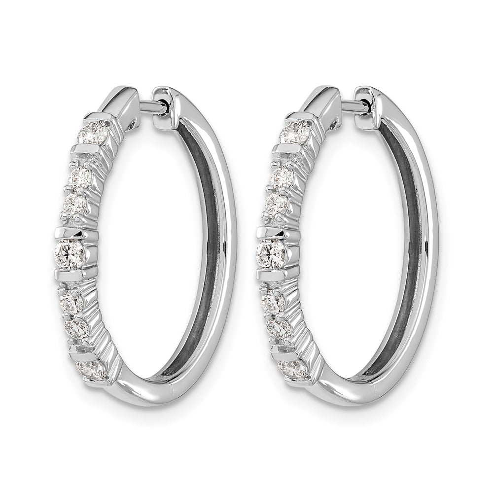 14k White Gold 1/2 carat Diamond Hinged Hoop Earrings
