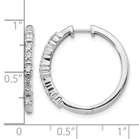 14k White Gold 1/2 carat Diamond Hinged Hoop Earrings