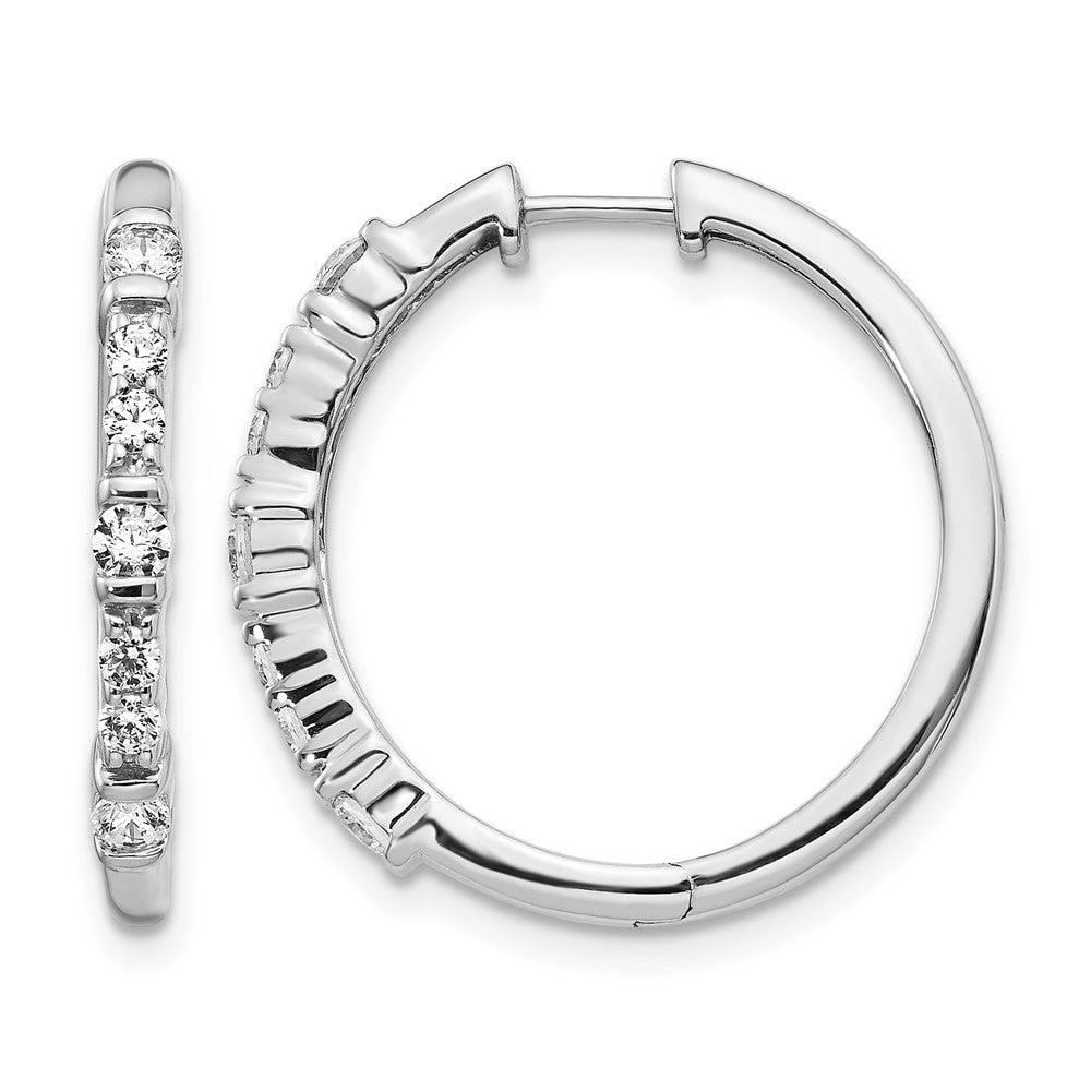 14k White Gold 1/2 carat Diamond Hinged Hoop Earrings