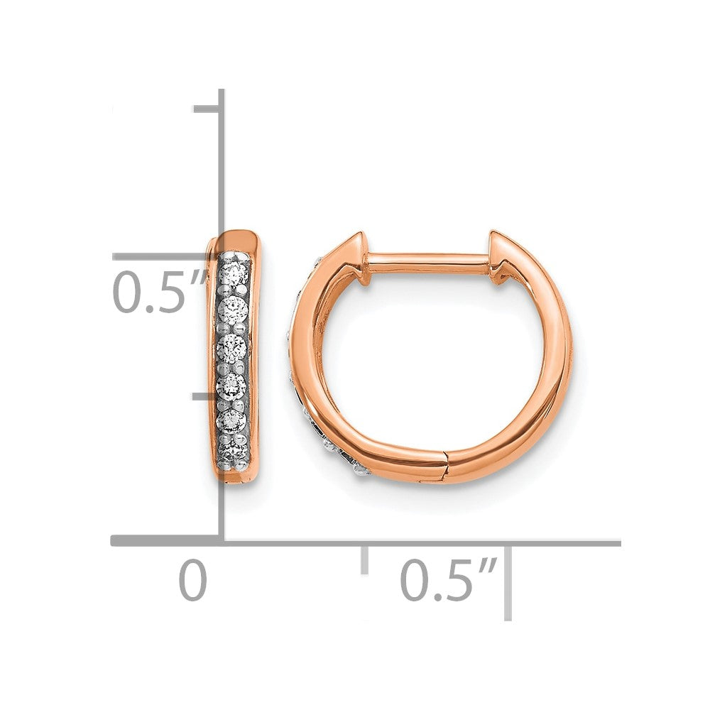 14k Rose Gold 1/8 carat Diamond Hinged Hoop Earrings