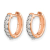 14k Rose Gold 1/4 carat Diamond Hinged Hoop Earrings