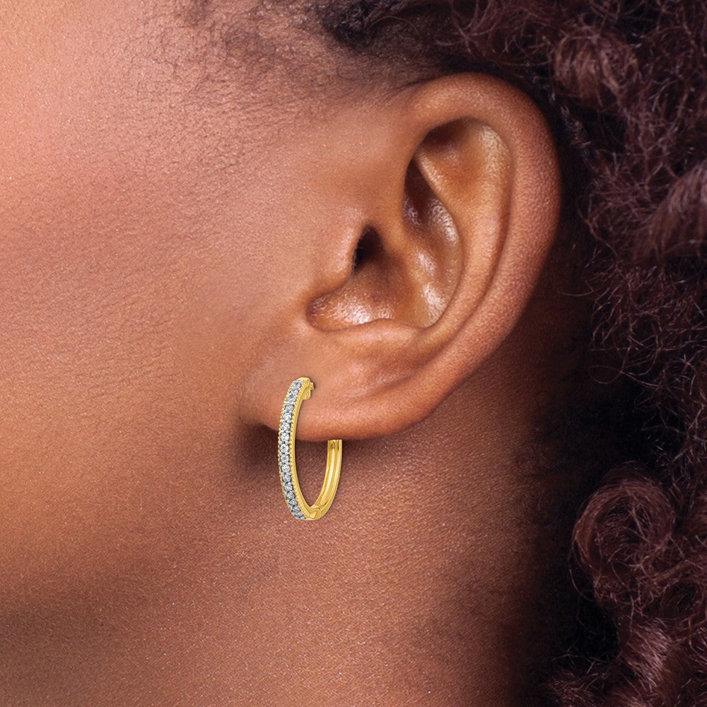 Gold Diamond Hinged Hoop Earrings
