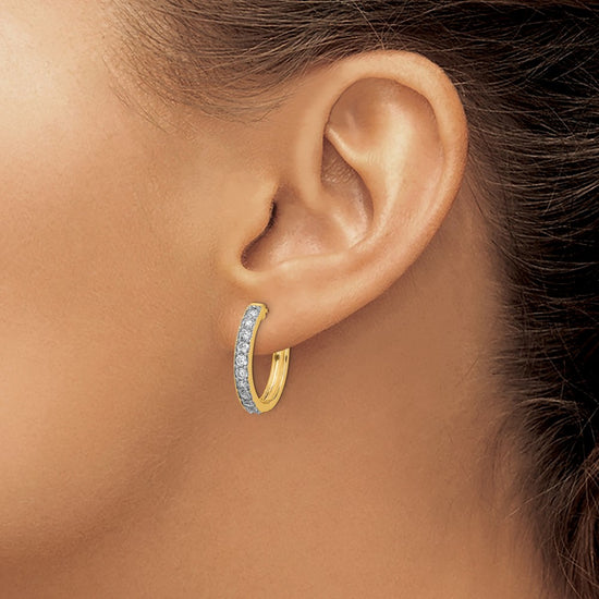 Gold Diamond Hinged Hoop Earrings