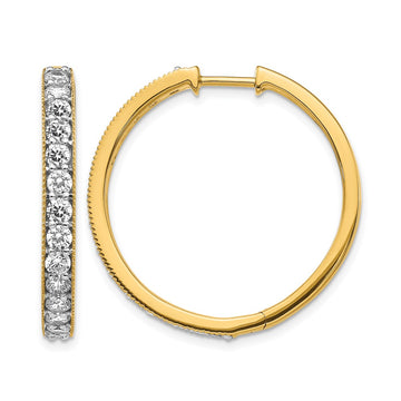 14k 2 carat Diamond Milgrain Hinged Hoop Earrings
