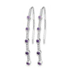 14k White Gold 1/5 carat Diamond and Round Amethyst Threader Earrings