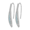 14k White Gold Diamond and Aquamarine Leaf Drop Wire Earrings