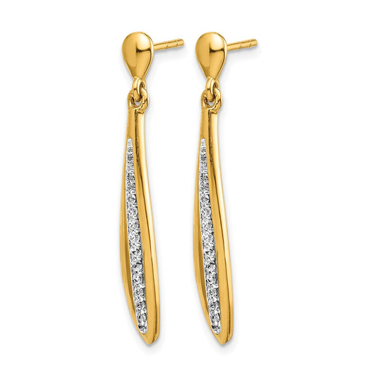 14k 1/4 carat Diamond Oval Dangle Post Earrings
