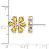 14k White Gold Diamond and Pear Citrine Flower Post Earrings
