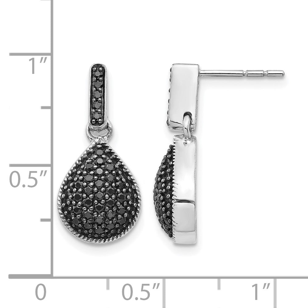 14k White Gold 1/2 carat Black Diamond Teardrop Dangle Post Earrings