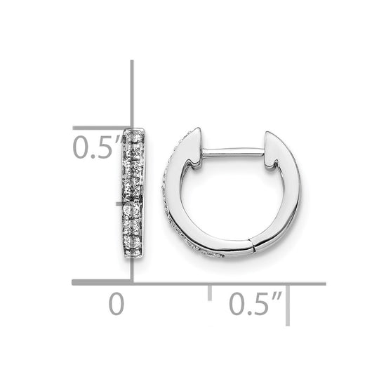 10k White Gold Diamond Hinged Hoop Earrings