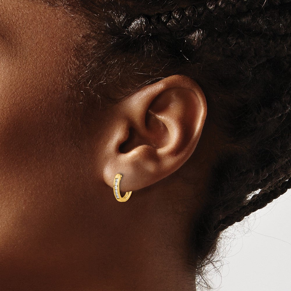 Gold Diamond Hinged Hoop Earrings