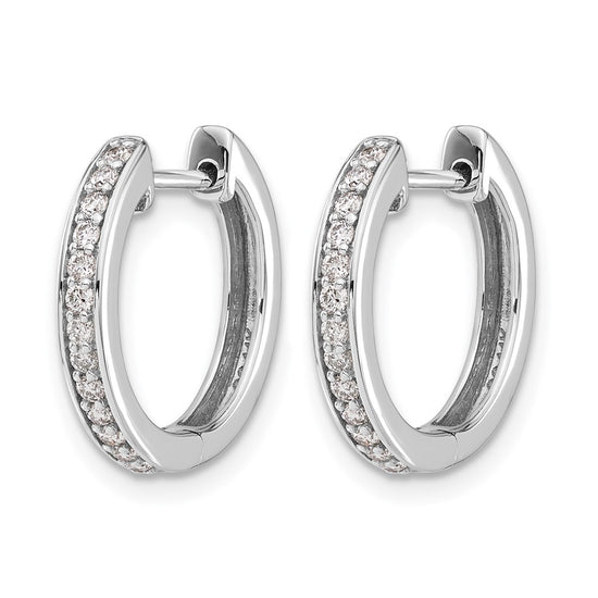14k White Gold 1/3 carat Diamond Complete Hinged Hoop Earrings