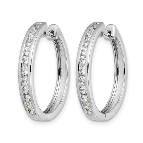 14k White Gold 1/2 carat Diamond Channel-set Hinged Hoop Earrings