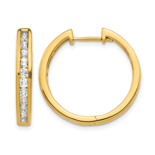 14k 1 carat Diamond Channel-set Hinged Hoop Earrings