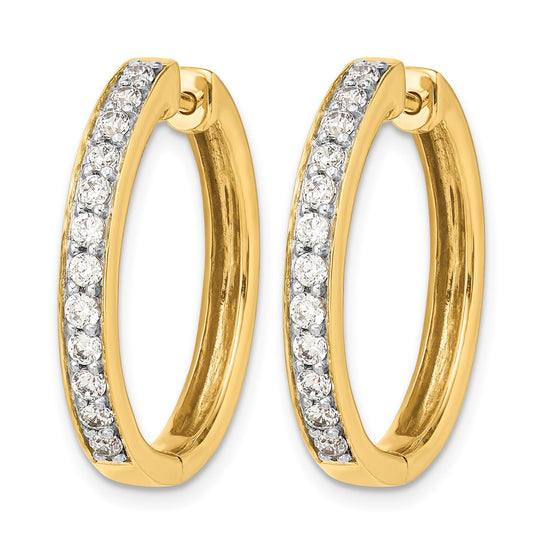 14k 3/4 carat Diamond Hinged Hoop Earrings