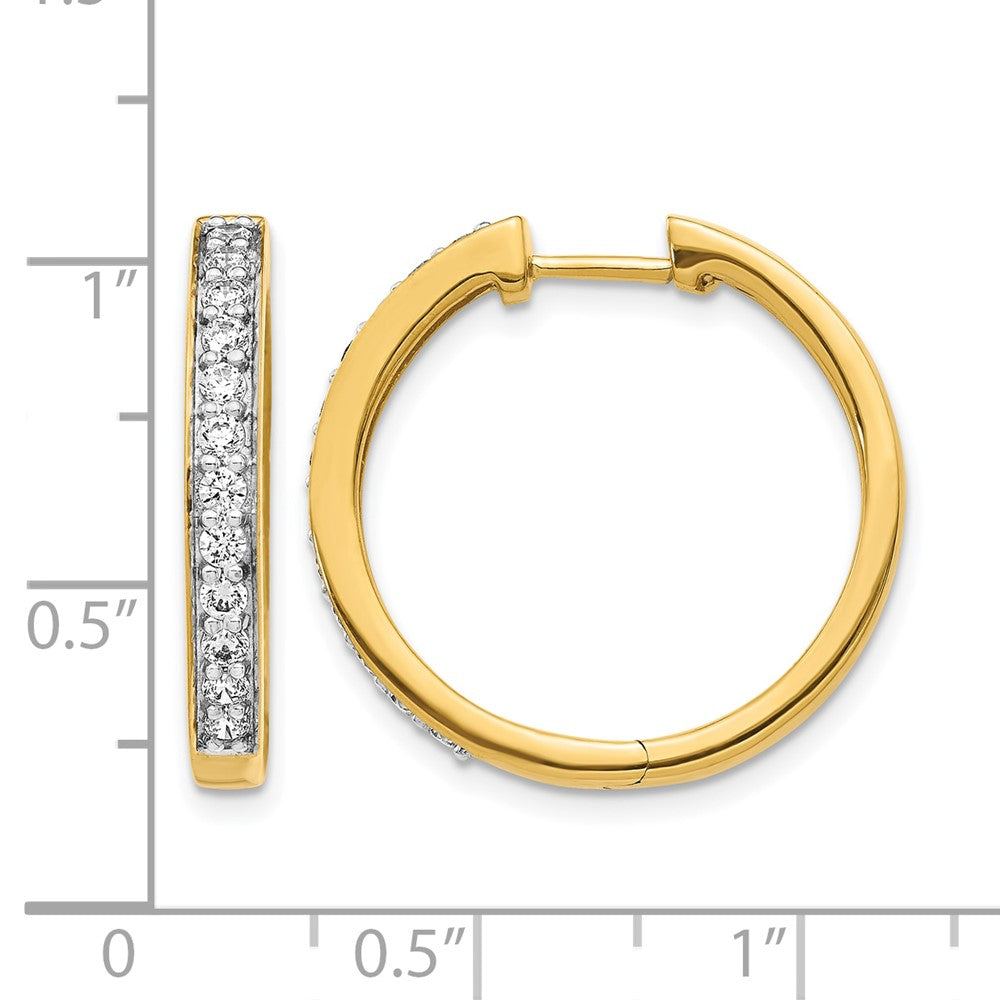 14k 3/4 carat Diamond Hinged Hoop Earrings