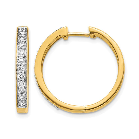 14k 3/4 carat Diamond Hinged Hoop Earrings