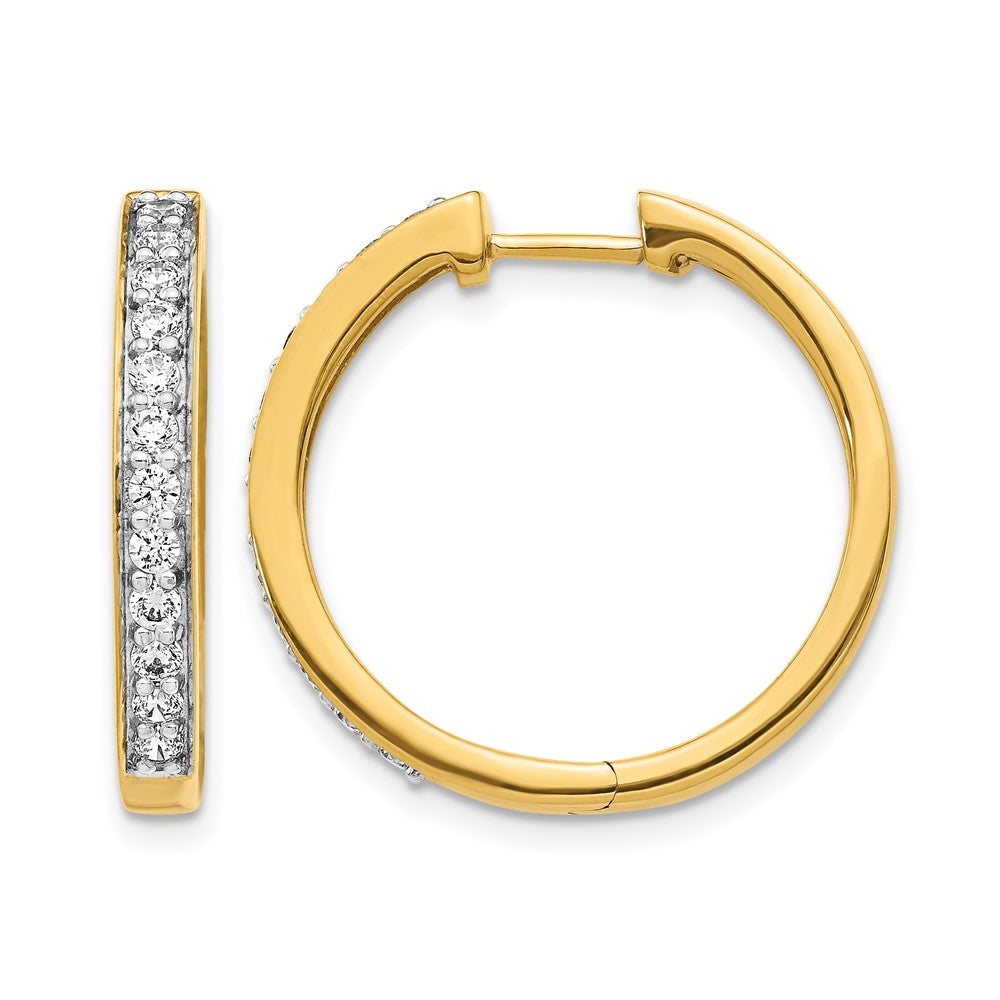 14k 3/4 carat Diamond Hinged Hoop Earrings