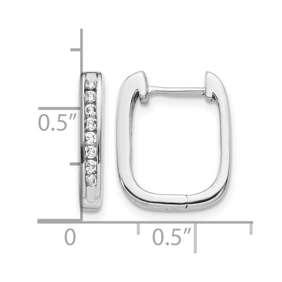 14k White Gold 1/4 carat Diamond Channel-set Square Hinged Hoop Earrings