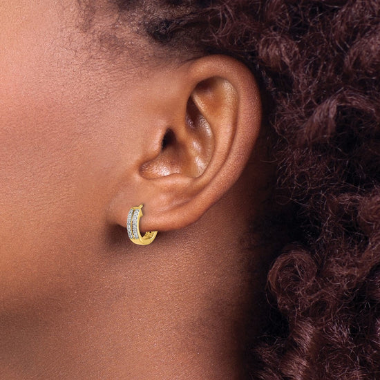 Gold Diamond Hinged Hoop Earrings