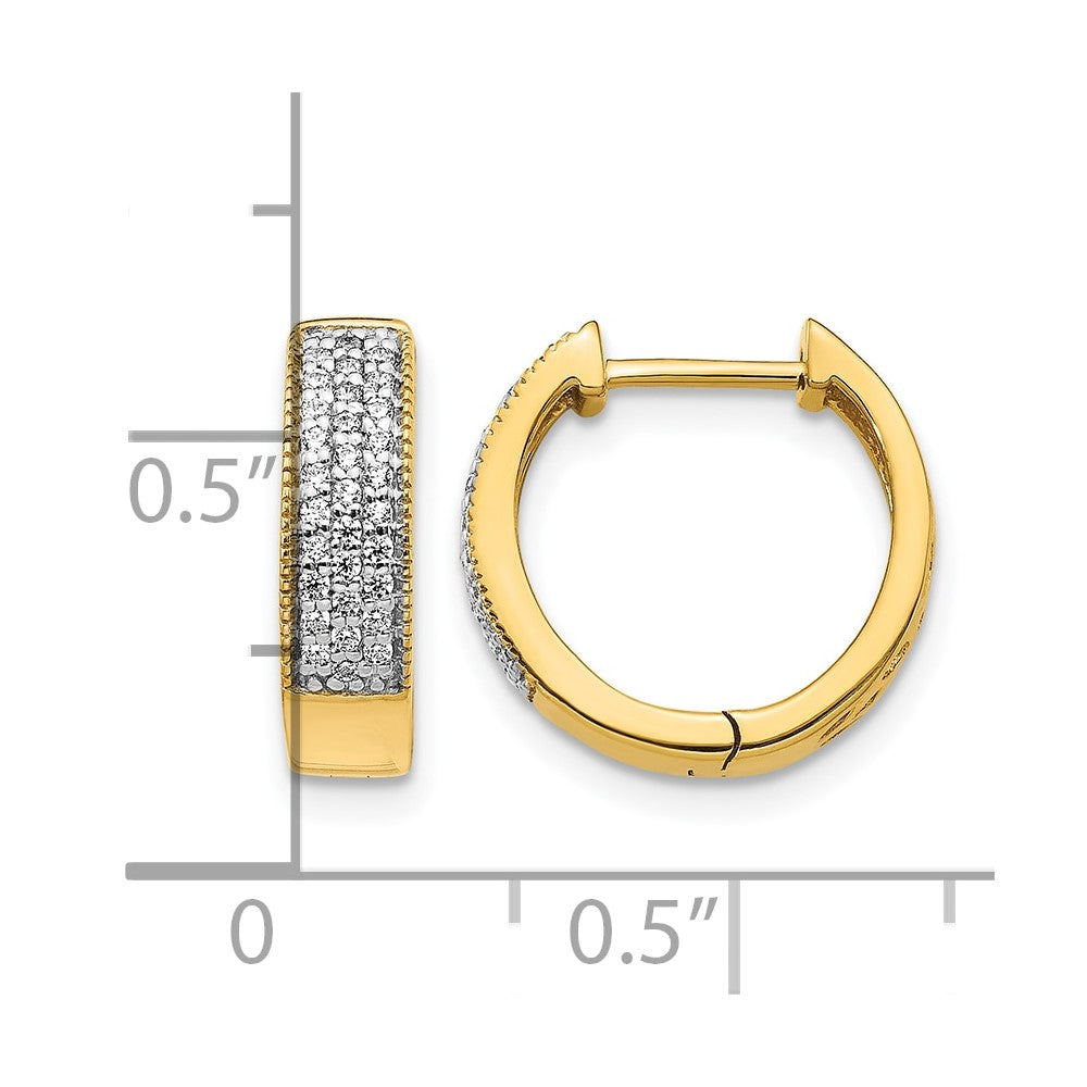 14k 1/4 carat Diamond Pave Hinged Hoop Earrings