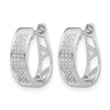 14k White Gold 1/5 carat Diamond Pave Hinged Oval Hoop Earrings