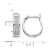 14k White Gold 1/5 carat Diamond Pave Hinged Oval Hoop Earrings