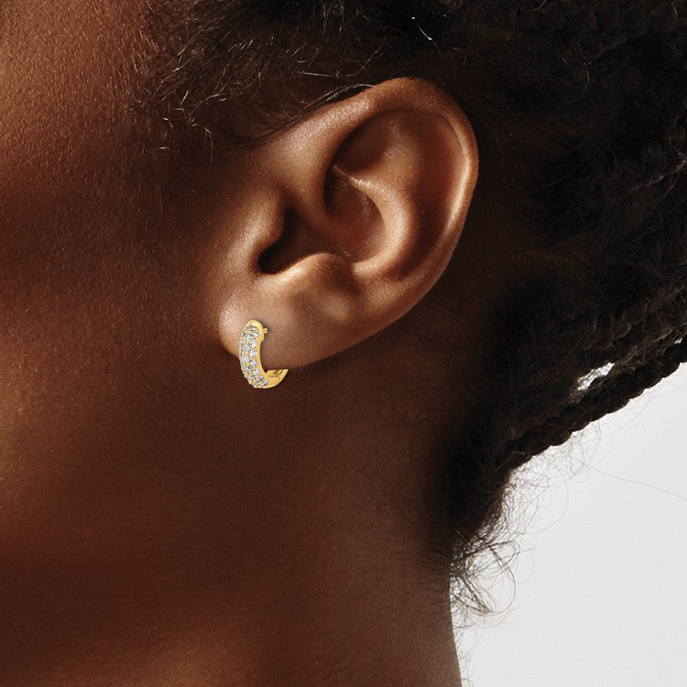 Gold Diamond Hinged Hoop Earrings