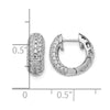 14k White Gold 3/4 carat Diamond Pave Hinged Hoop Earrings