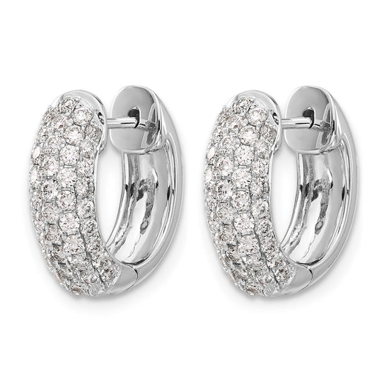 14k White Gold 1 carat Diamond Pave Hinged Hoop Earrings