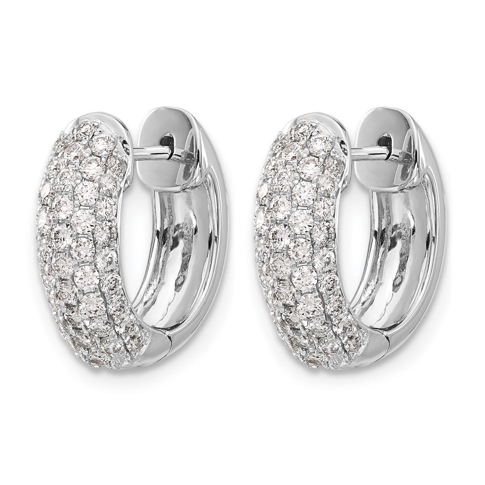 14k White Gold 1 carat Diamond Pave Hinged Hoop Earrings