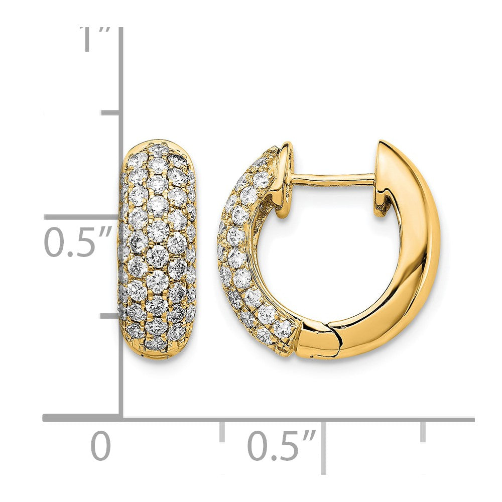 14k 1 carat Diamond Pave Hinged Hoop Earrings