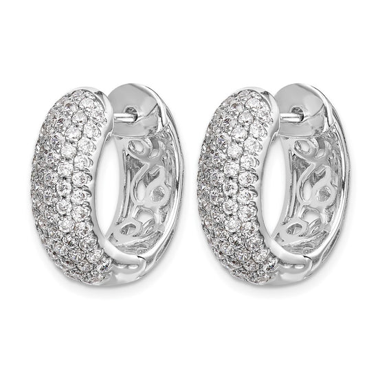 14k White Gold 1.75 carat Diamond Pave Hinged Hoop Earrings